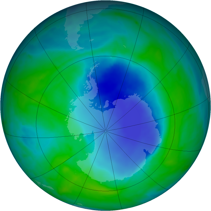 Antarctic ozone map for 11 December 2008